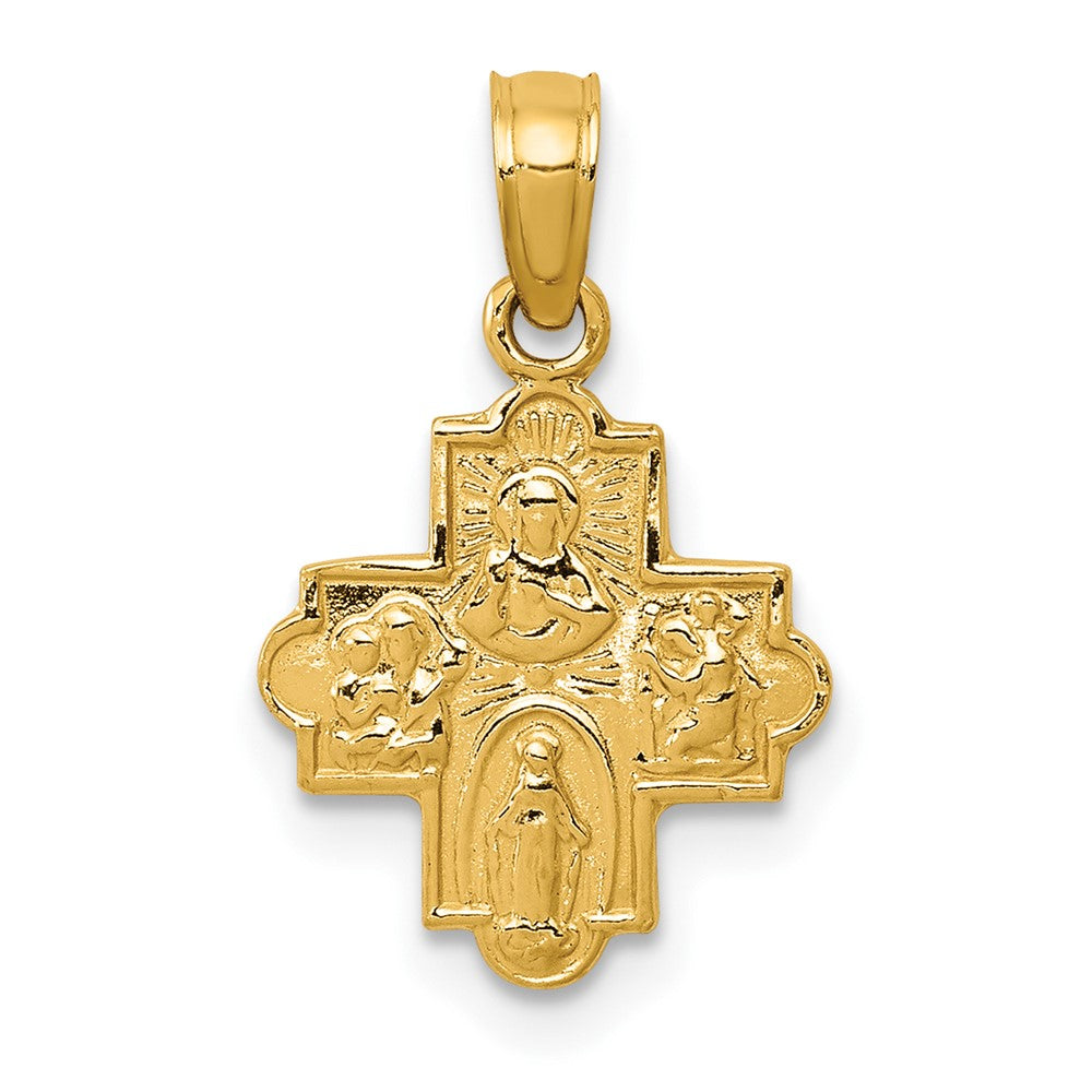 10k Yellow Gold 11 mm Miniature Four Way Medal Pendant (0.73 grams)