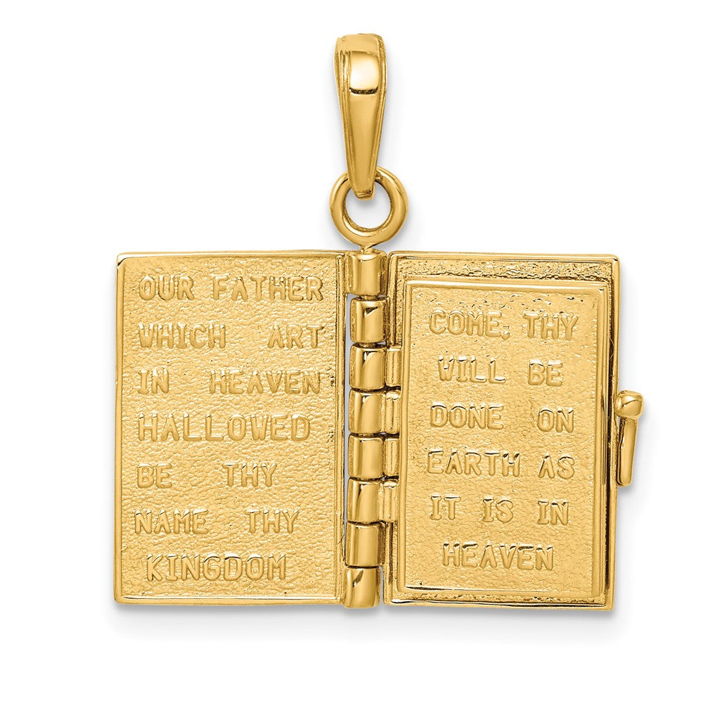 10k Yellow Gold 12 mm 3D Lord's Prayer Bible Pendant (3.77 grams)