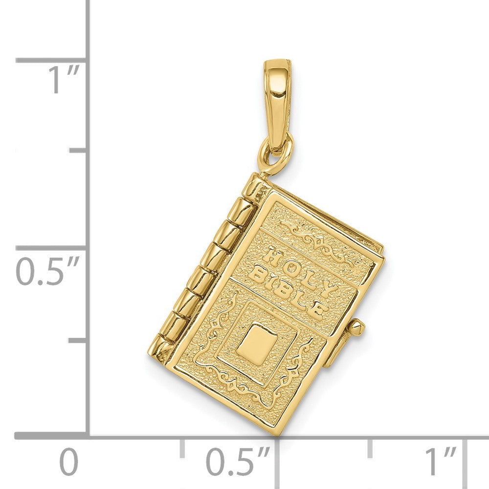 10k Yellow Gold 12 mm 3D Lord's Prayer Bible Pendant (3.77 grams)