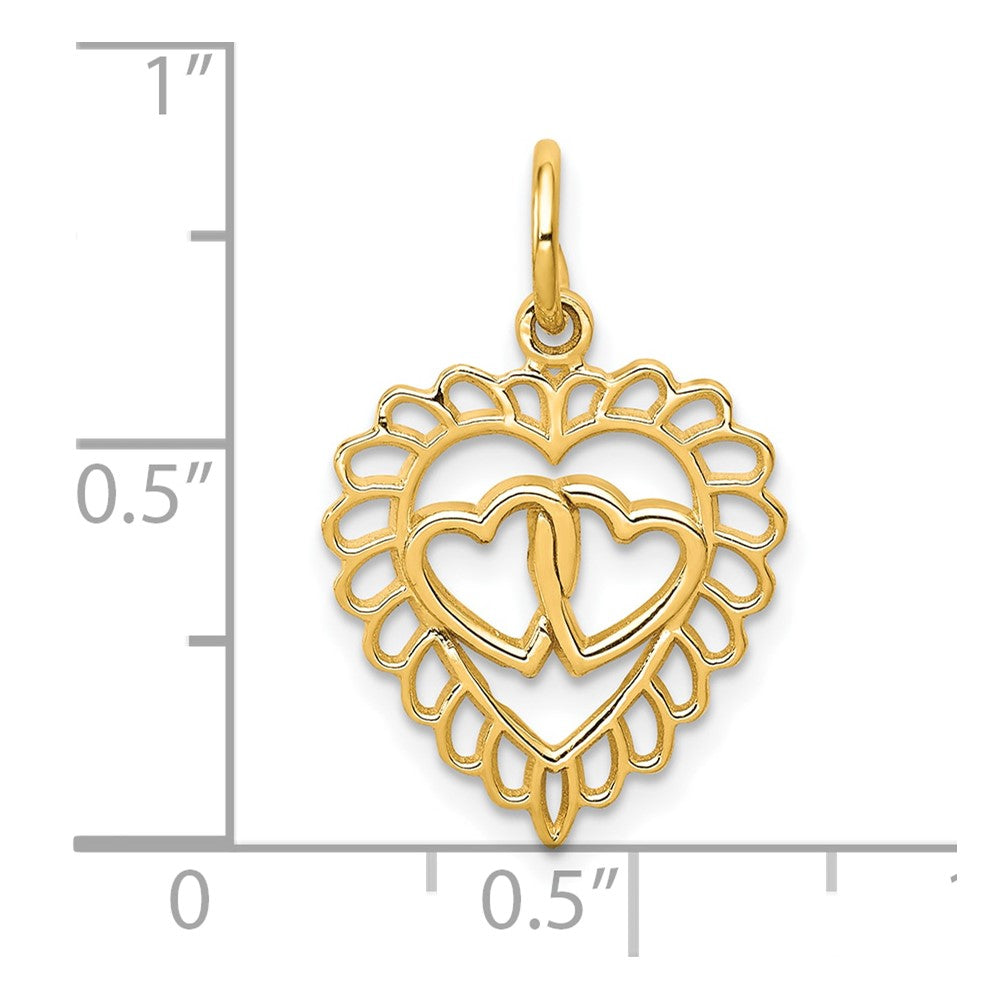 10k Yellow Gold 10 mm Heart Charm (0.75 grams)