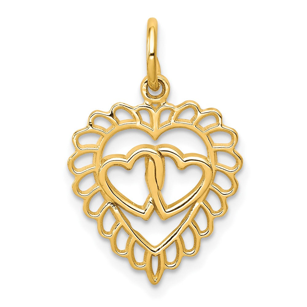 10k Yellow Gold 10 mm Heart Charm (0.75 grams)