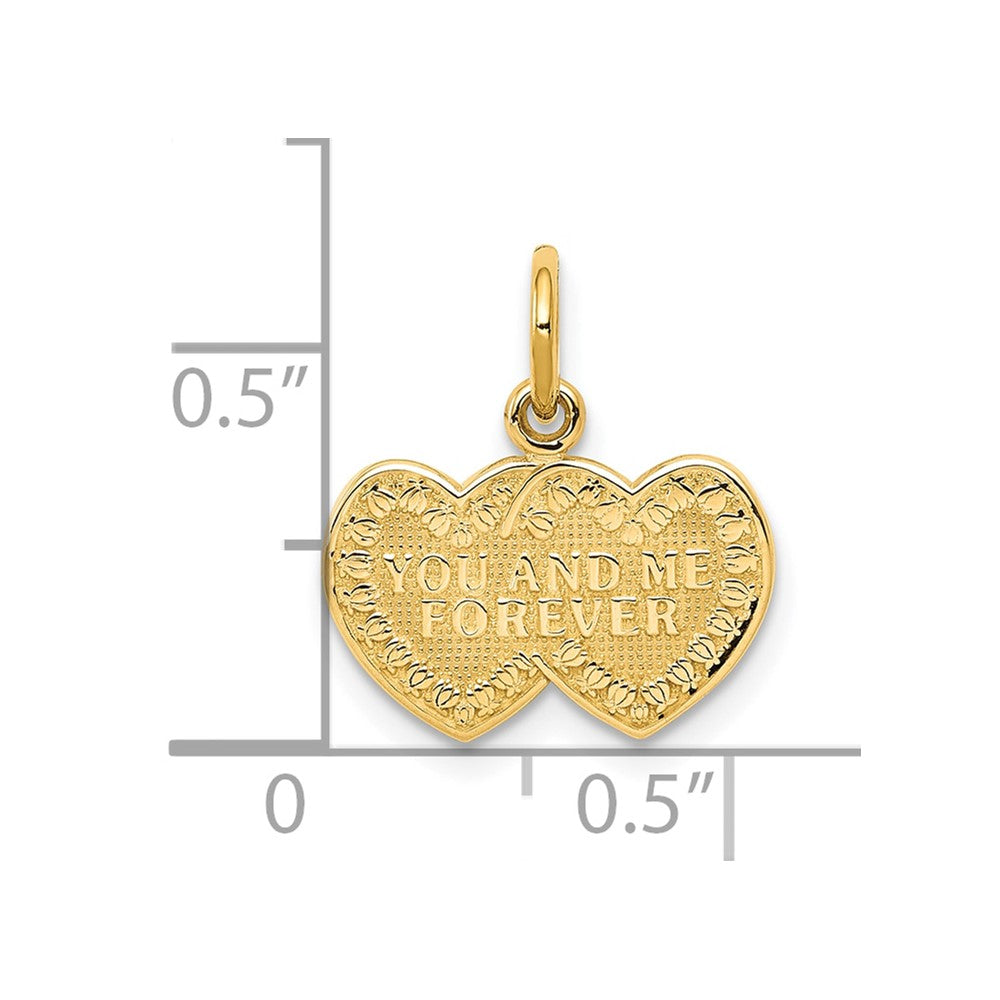 10k Yellow Gold 12 mm You and Me Forever Heart Charm (0.87 grams)