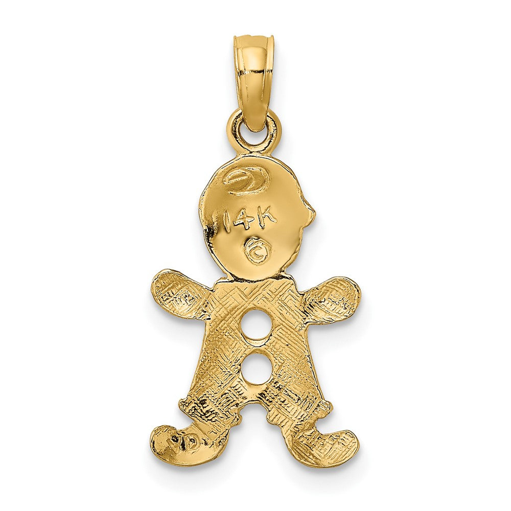 10k Yellow Gold 11.17 mm Playful Boy w/Cut Out Buttons Charm (0.71 grams)