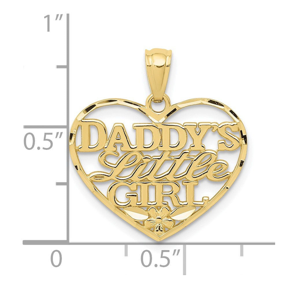 10k Yellow Gold 19 mm D/C Daddys Little Girl Heart Pendant (1 grams)