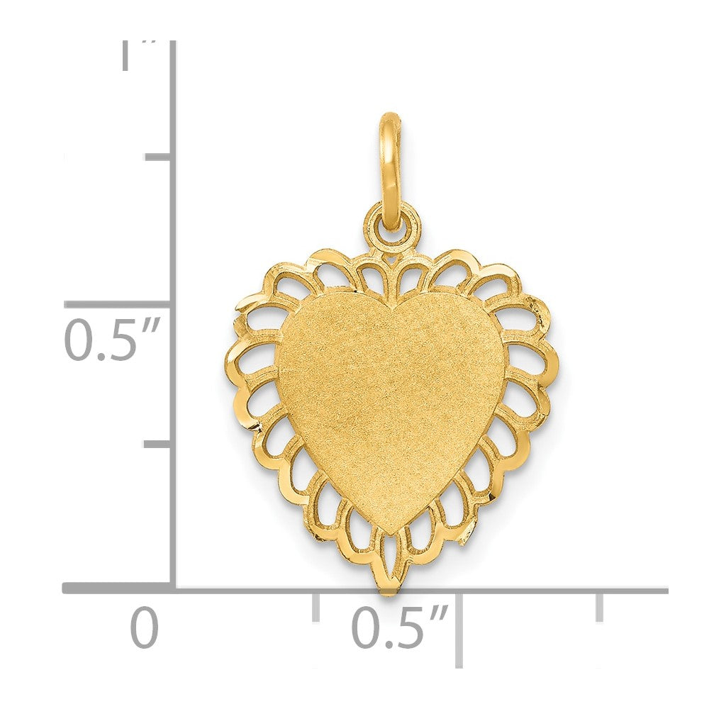 10k Yellow Gold 12 mm Heart Charm (1.08 grams)