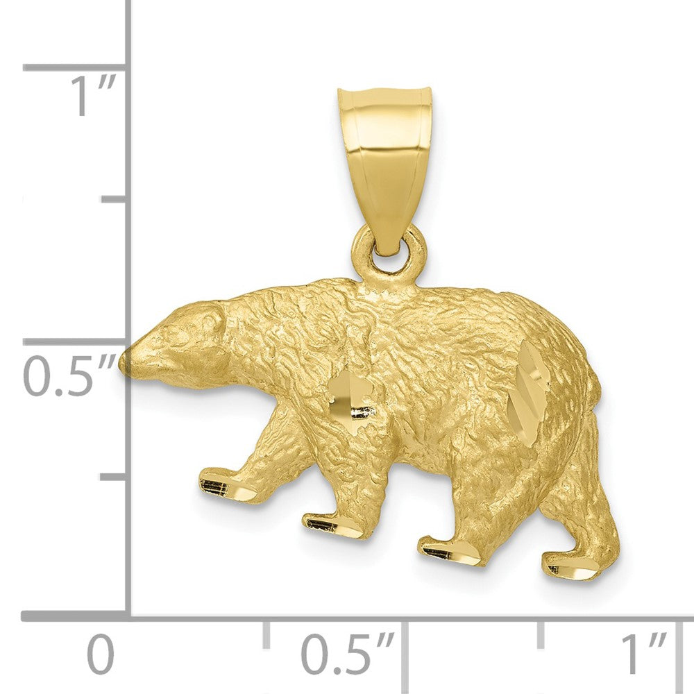 10k Yellow Gold 24 mm Diamond-cut Bear Pendant (2.28 grams)