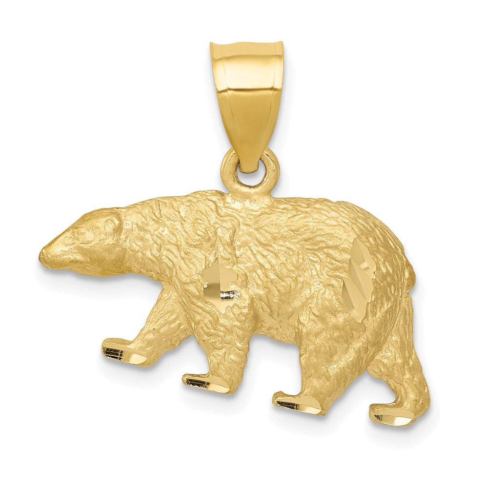 10k Yellow Gold 24 mm Diamond-cut Bear Pendant (2.28 grams)