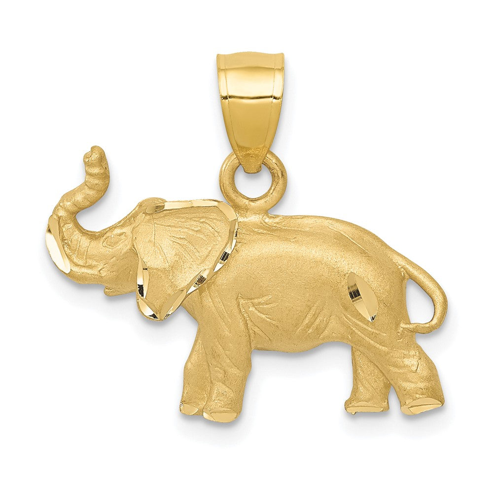 10k Yellow Gold 21 mm Diamond-cut Elephant Pendant (1.99 grams)