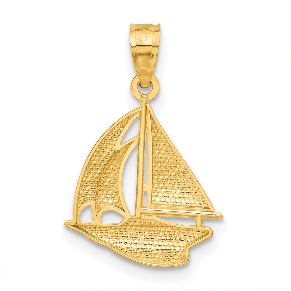 10k Yellow Gold 14 mm Sailboat Pendant (0.71 grams)