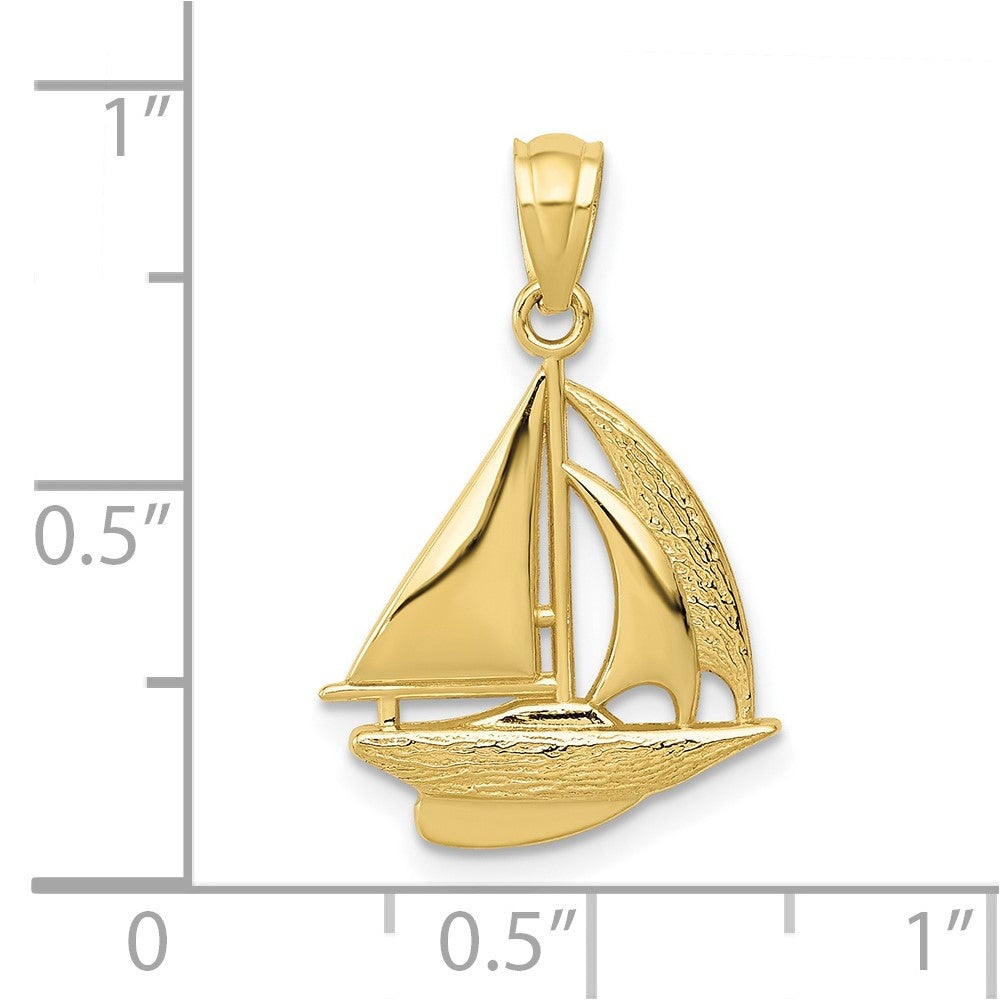 10k Yellow Gold 14 mm Sailboat Pendant (0.71 grams)