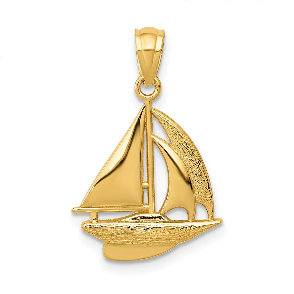 10k Yellow Gold 14 mm Sailboat Pendant (0.71 grams)