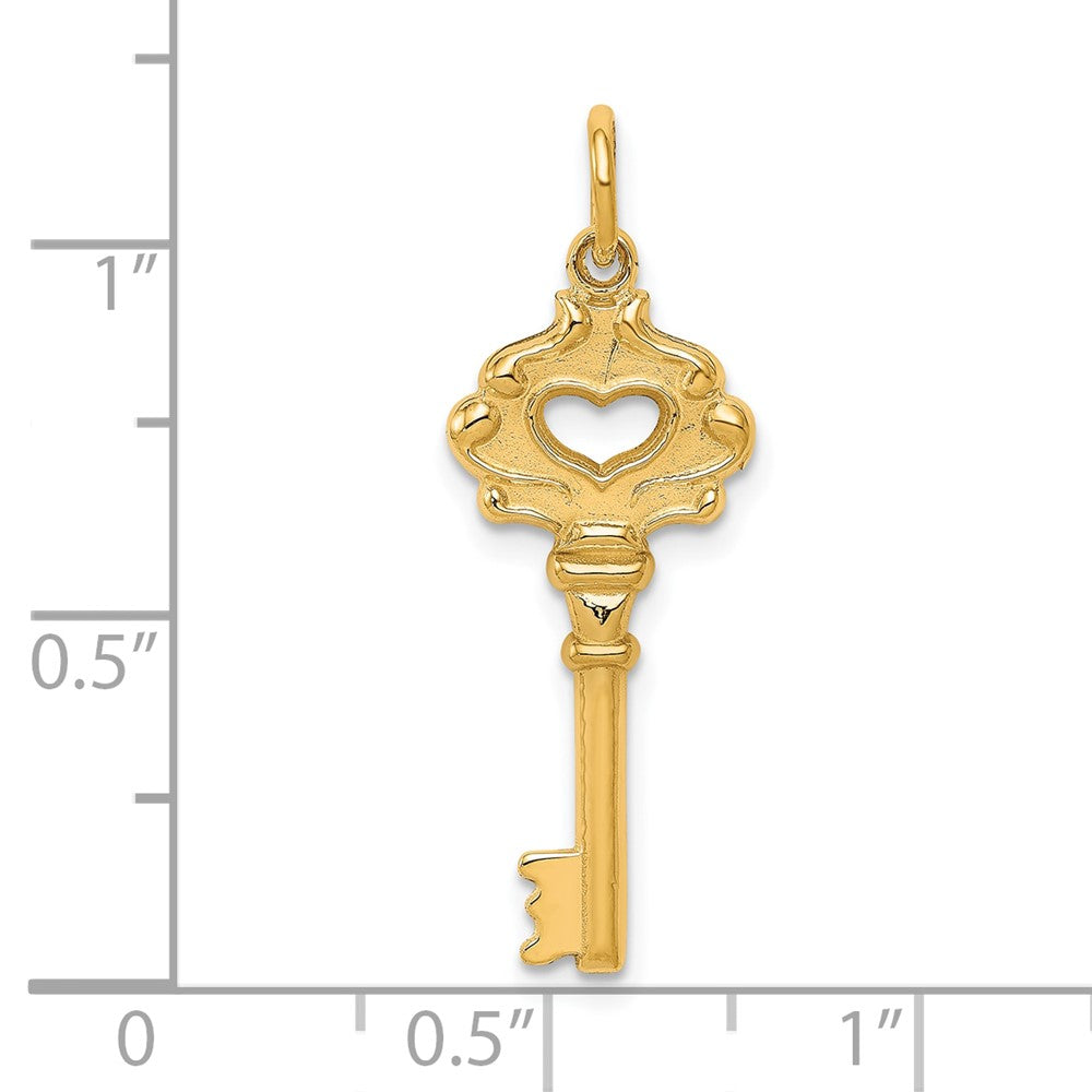 10k Yellow Gold 10 mm Solid Key Charm (0.95 grams)