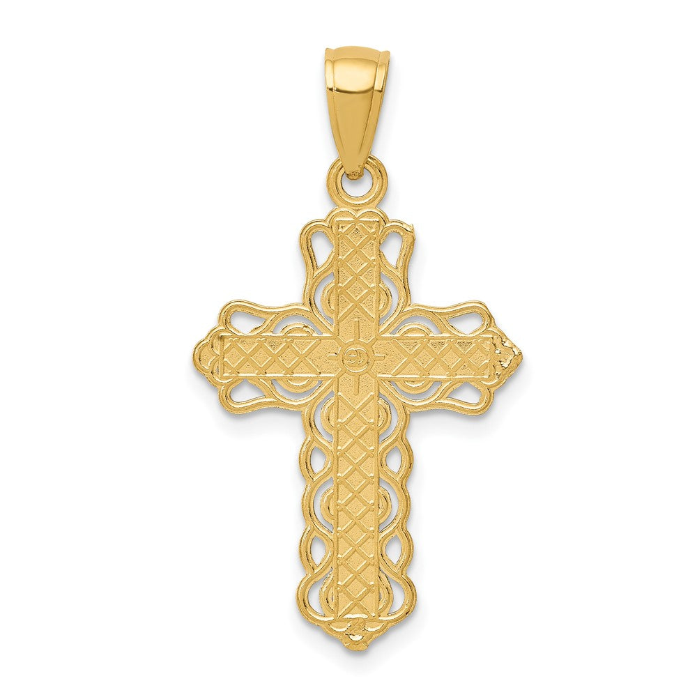 10k Yellow Gold 17 mm Lace Trim Cross Pendant (0.86 grams)