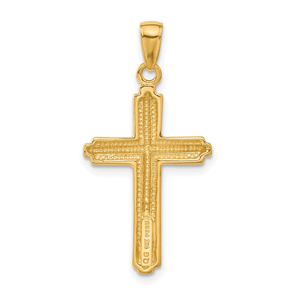 10k Yellow Gold 17 mm Cross with Striped Border Pendant (1.86 grams)