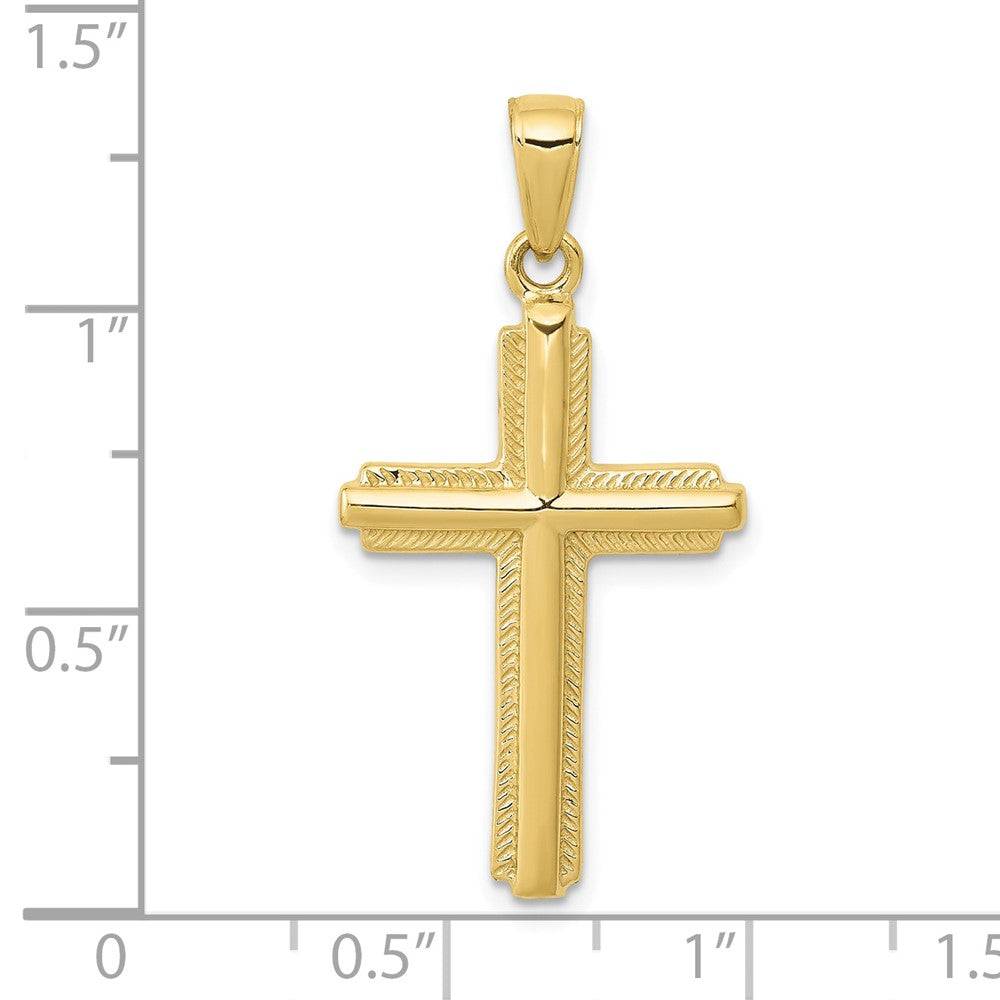 10k Yellow Gold 17 mm Cross with Striped Border Pendant (1.86 grams)