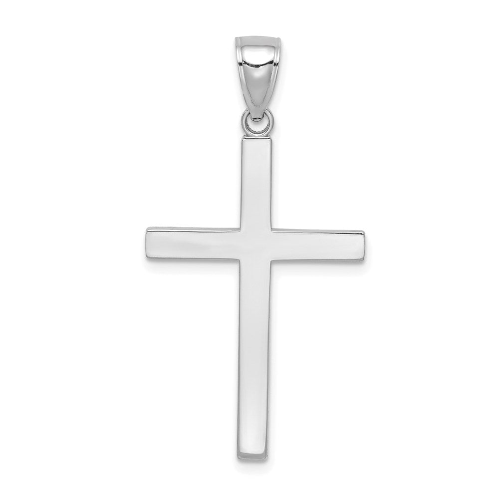 10k White Gold 20 mm Polished Cross Pendant