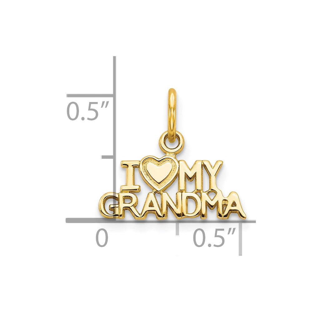 10k Yellow Gold 16 mm I LOVE MY GRANDMA Charm (0.47 grams)