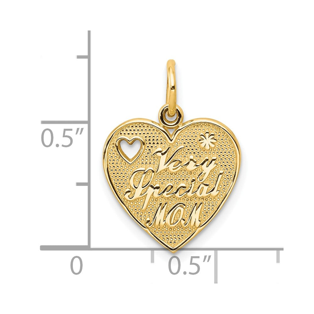 10k Yellow Gold 21 mm VERY SPECIAL MOM Heart Charm (1.04 grams)