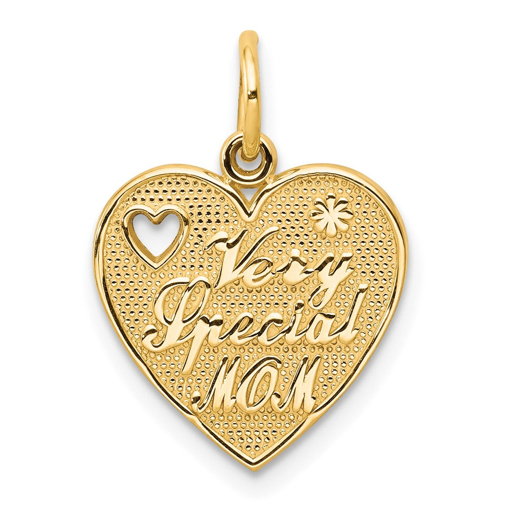 10k Yellow Gold 21 mm VERY SPECIAL MOM Heart Charm (1.04 grams)