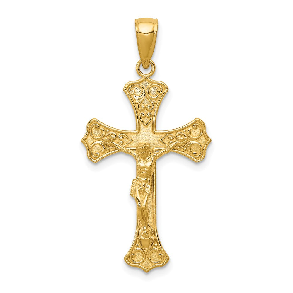 10k Yellow Gold 18 mm Jesus Crucifix Pendant