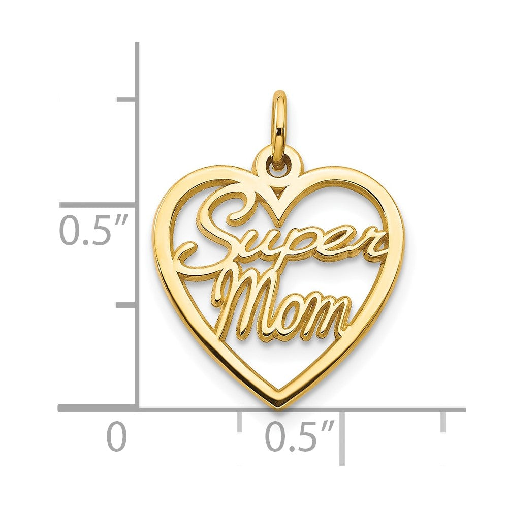 10k Yellow Gold 16 mm SUPER MOM Charm (0.9 grams)