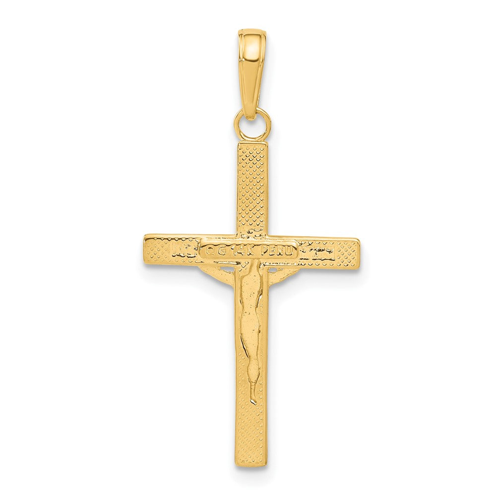 10k Yellow Gold 17 mm Diamond-cut Fancy Tipped Jesus Crucifix Pendant (1.03 grams)