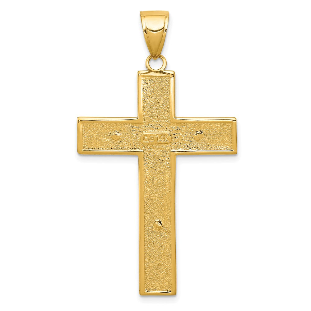 10k Yellow Gold 27 mm Textured Jesus Crucifix Latin Cross Pendant (4.17 grams)