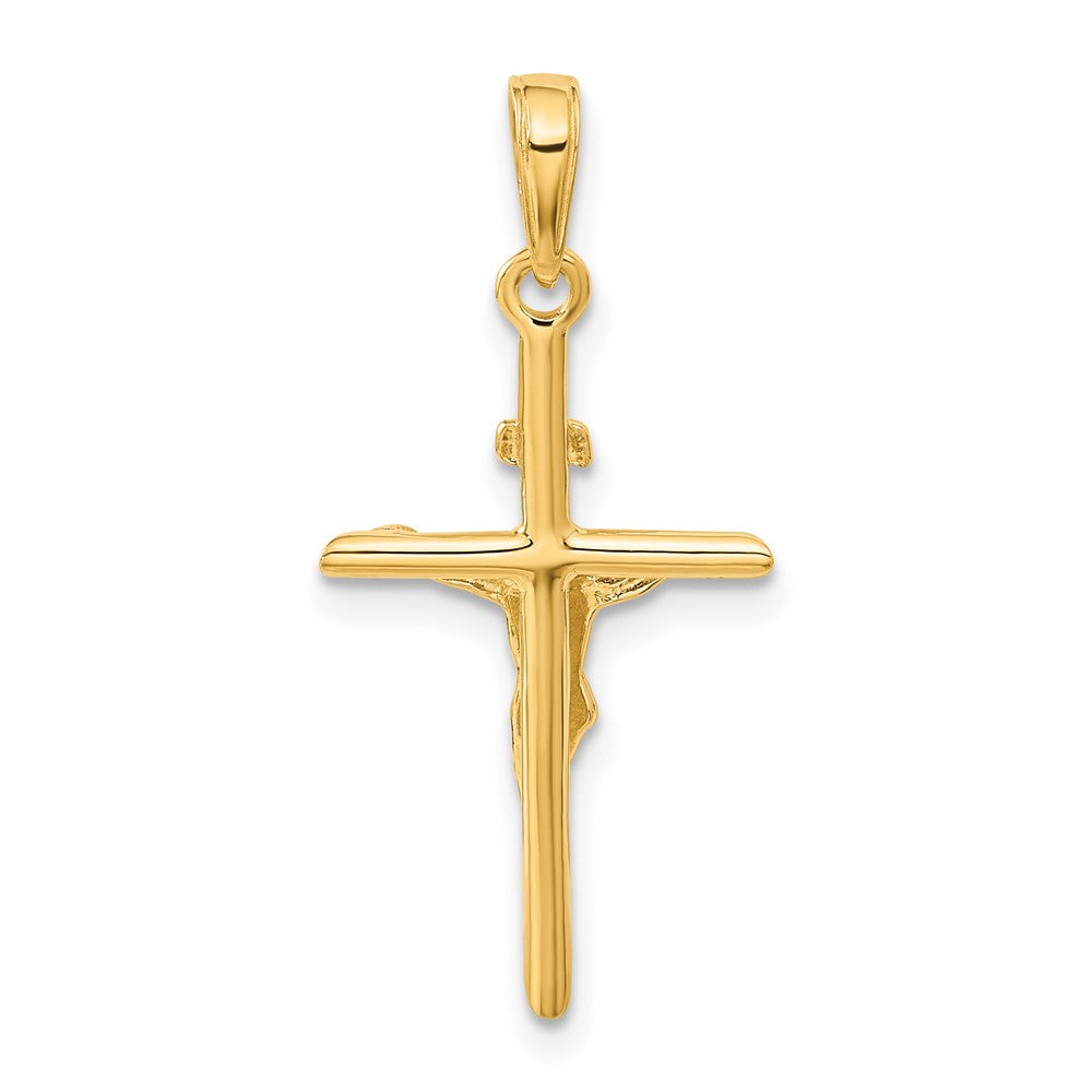 10k Yellow Gold 14 mm Stick Style Jesus Crucifix Pendant (1.25 grams)