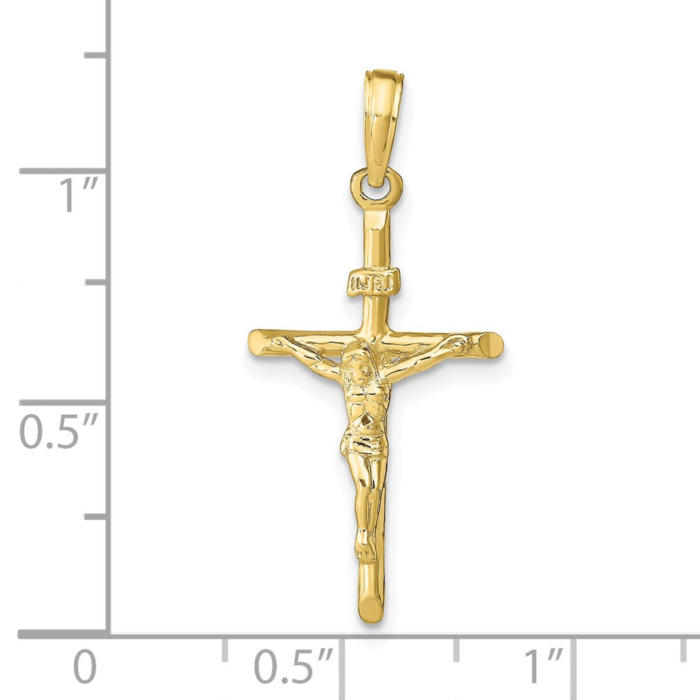 10k Yellow Gold 14 mm Stick Style Jesus Crucifix Pendant (1.25 grams)