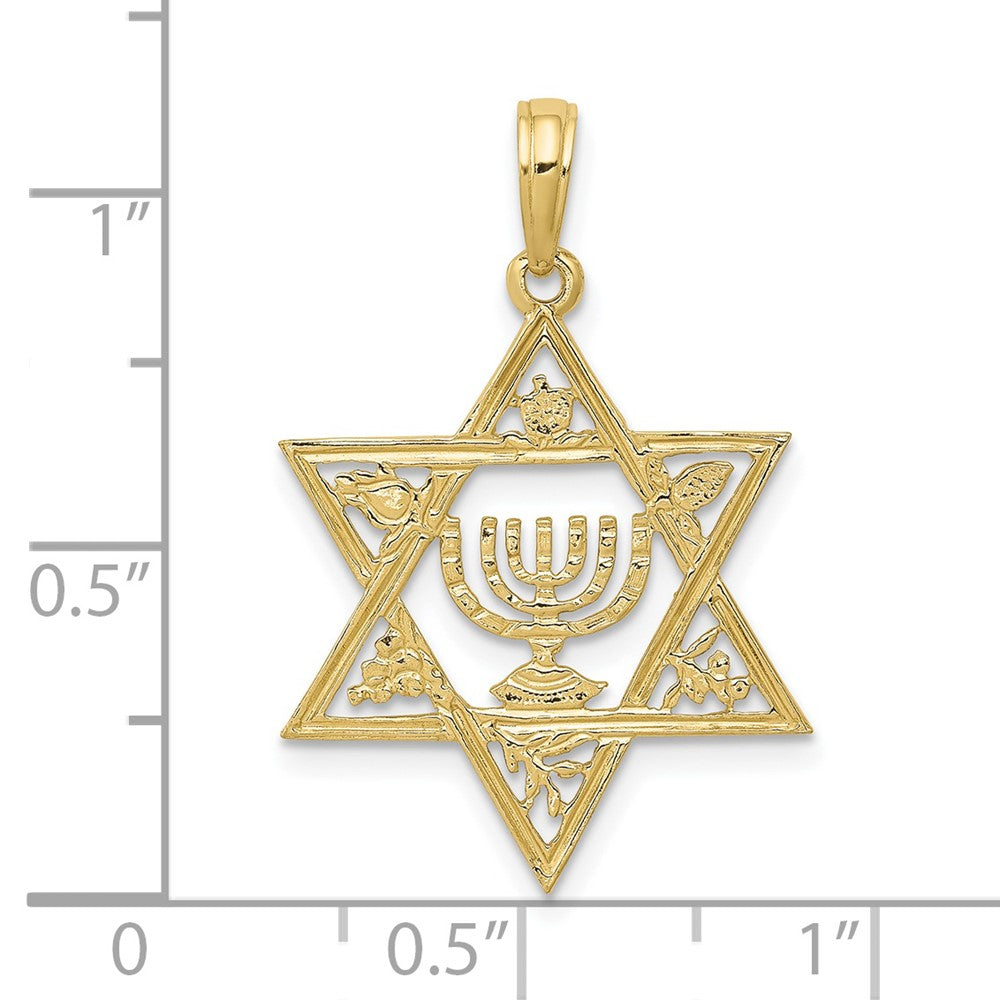 10k Yellow Gold 18 mm Star of David w/Menorah Pendant (1.07 grams)