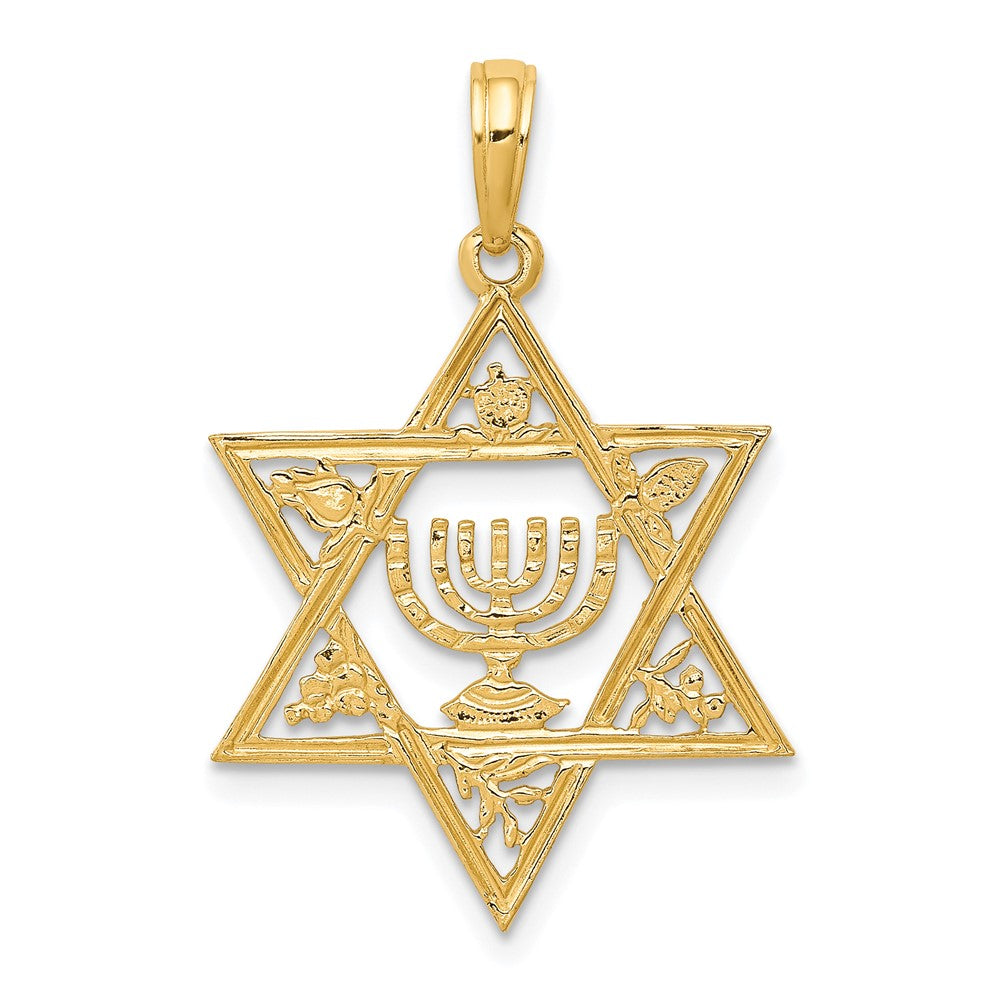 10k Yellow Gold 18 mm Star of David w/Menorah Pendant (1.07 grams)