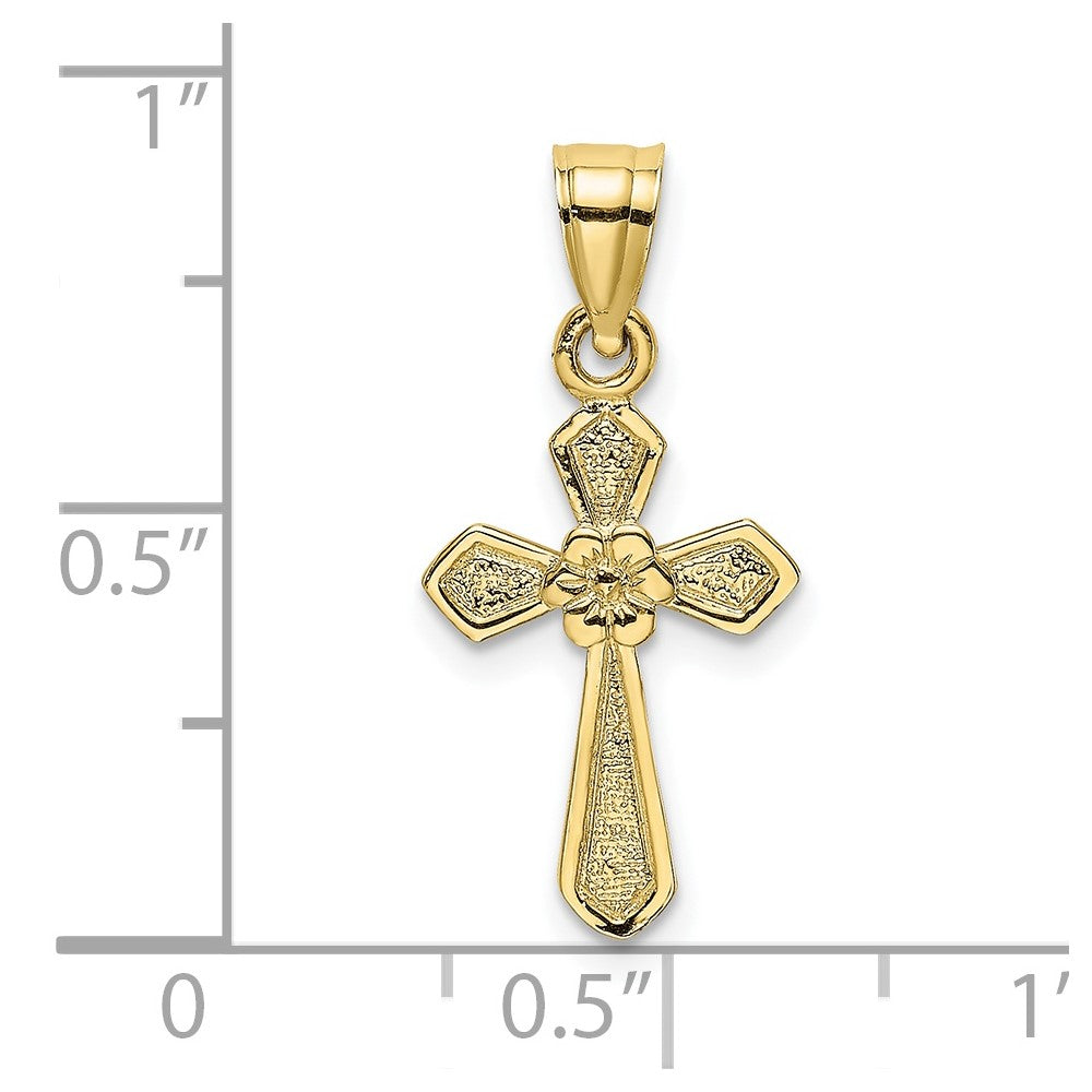 10k Yellow Gold 10 mm Small Cross w/Flower Charm (0.47 grams)