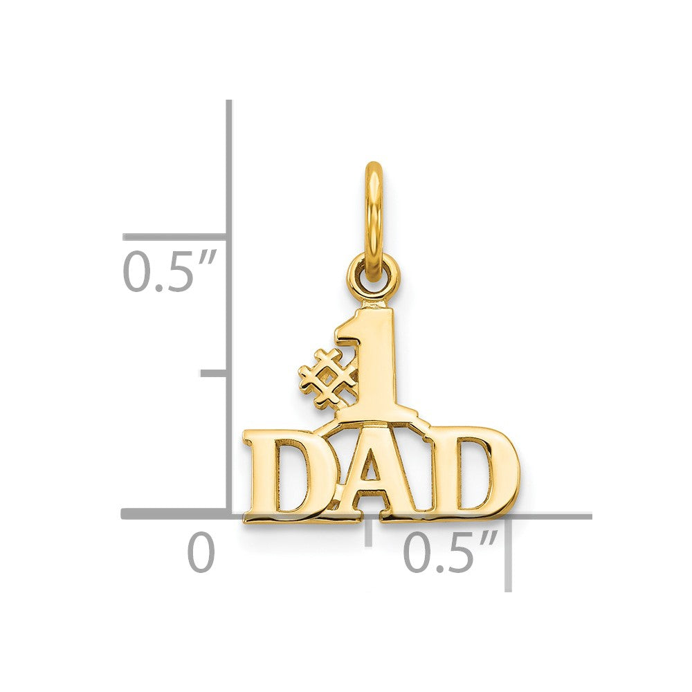 10k Yellow Gold 13 mm #1 DAD Charm (0.5 grams)