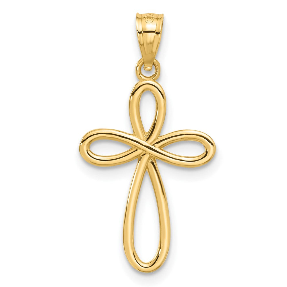 10k Yellow Gold 14 mm Ribbon Cross Pendant (0.86 grams)