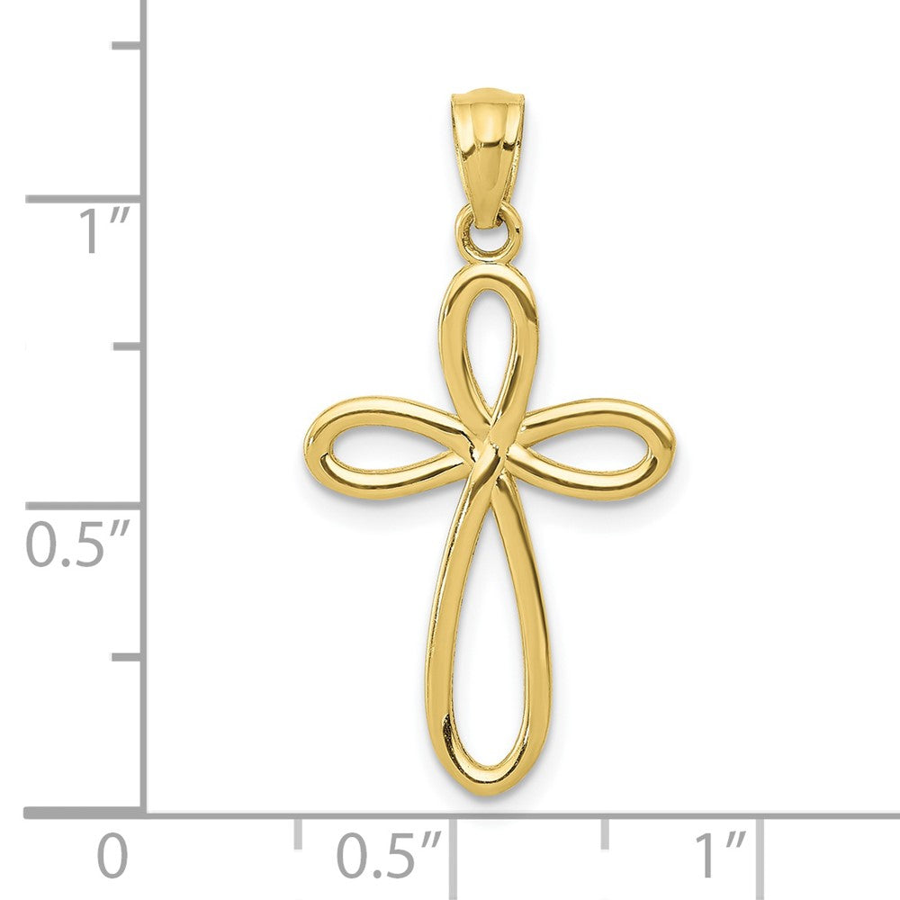 10k Yellow Gold 14 mm Ribbon Cross Pendant (0.86 grams)