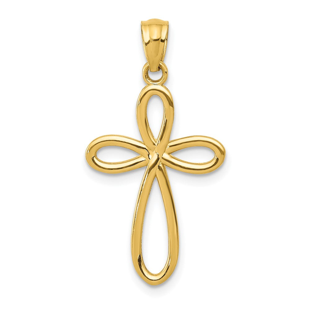 10k Yellow Gold 14 mm Ribbon Cross Pendant (0.86 grams)