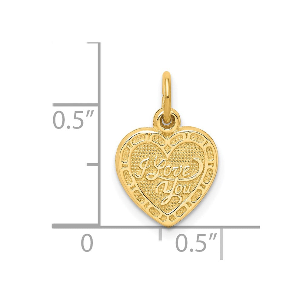 10k Yellow Gold 10 mm I LOVE YOU Heart Charm (0.75 grams)