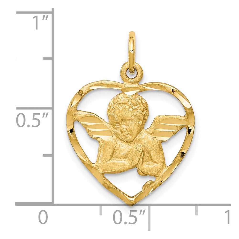 10k Yellow Gold 21 mm Angel Heart Charm