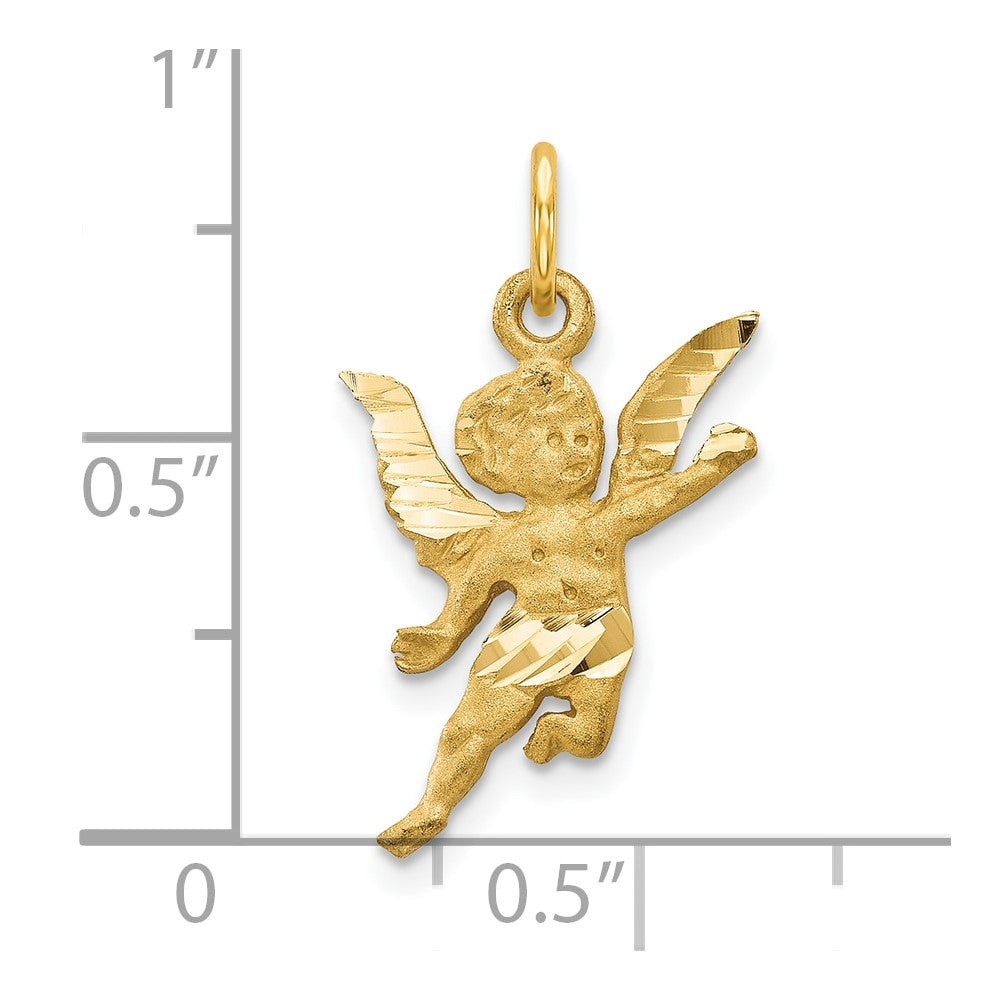 10k Yellow Gold 11 mm Solid Satin Angel Charm (0.98 grams)