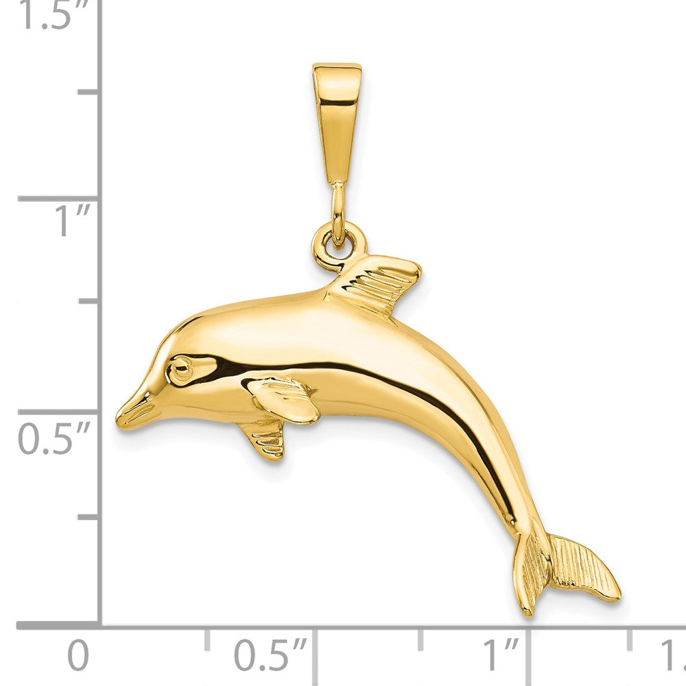 10k Yellow Gold 29 mm Dolphin Charm (2.5 grams)