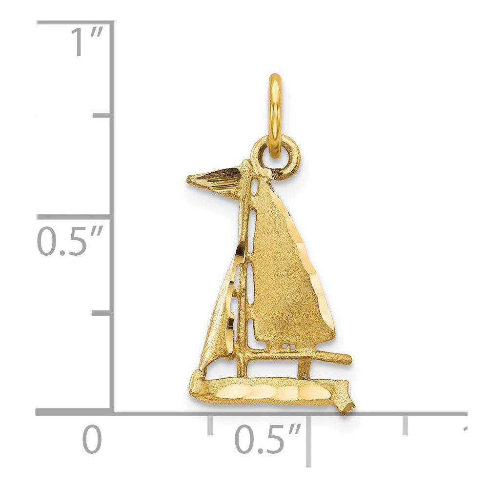 10k Yellow Gold 11 mm Sailboat Charm (1.17 grams)