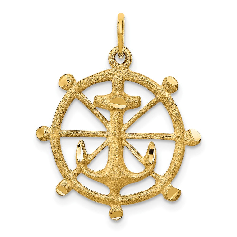 10k Yellow Gold 21 mm Anchor in a Wheel Charm (1.79 grams)