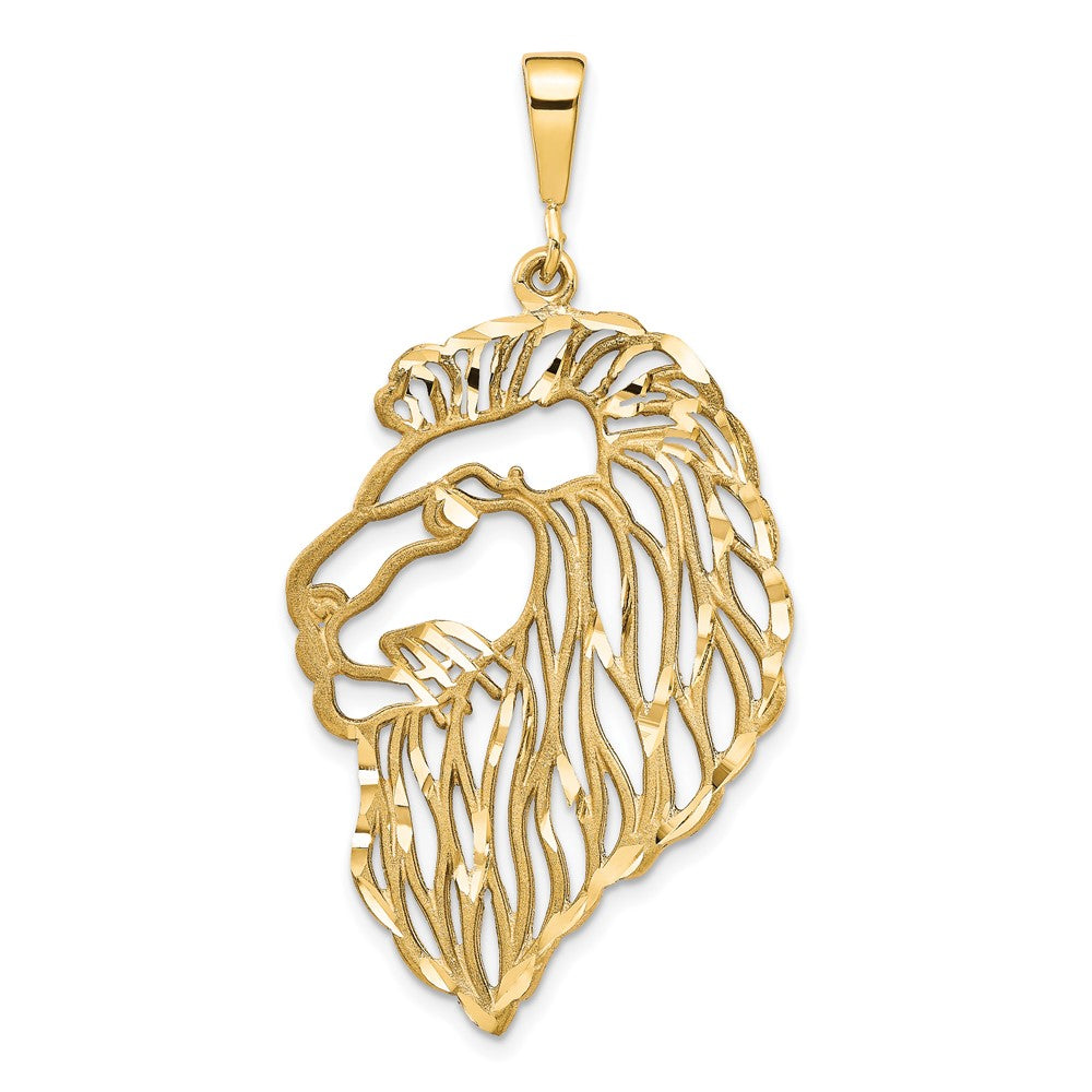 10k Yellow Gold 26 mm Solid Diamond-cut Lions Head Charm (3.26 grams)