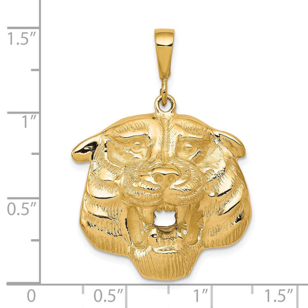 10k Yellow Gold 26 mm Solid Polished Tiger Head Charm (7.24 grams)