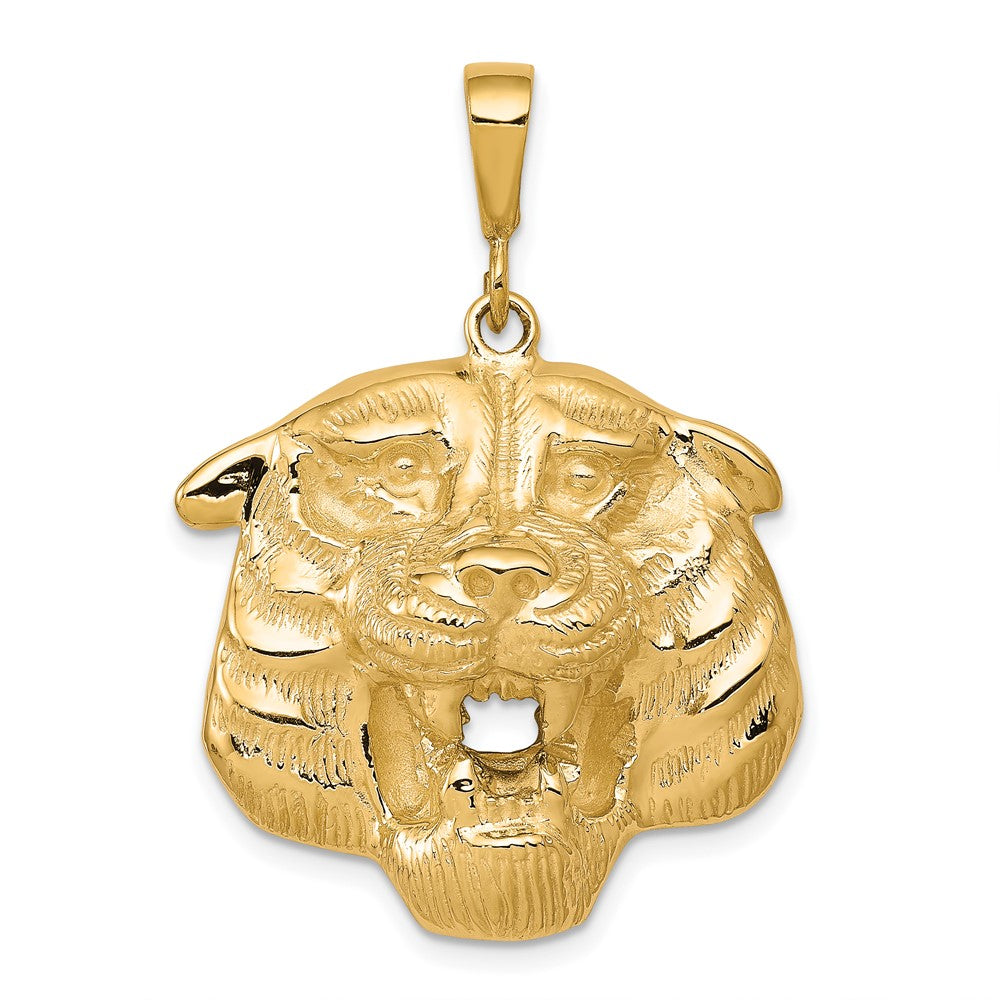 10k Yellow Gold 26 mm Solid Polished Tiger Head Charm (7.24 grams)