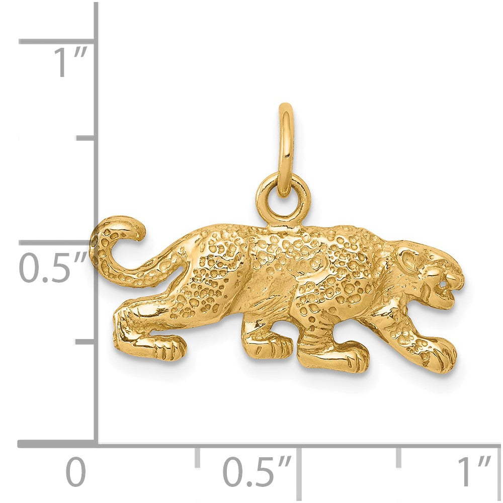 10k Yellow Gold 21 mm Solid Satin Small Leopard Charm (1.95 grams)