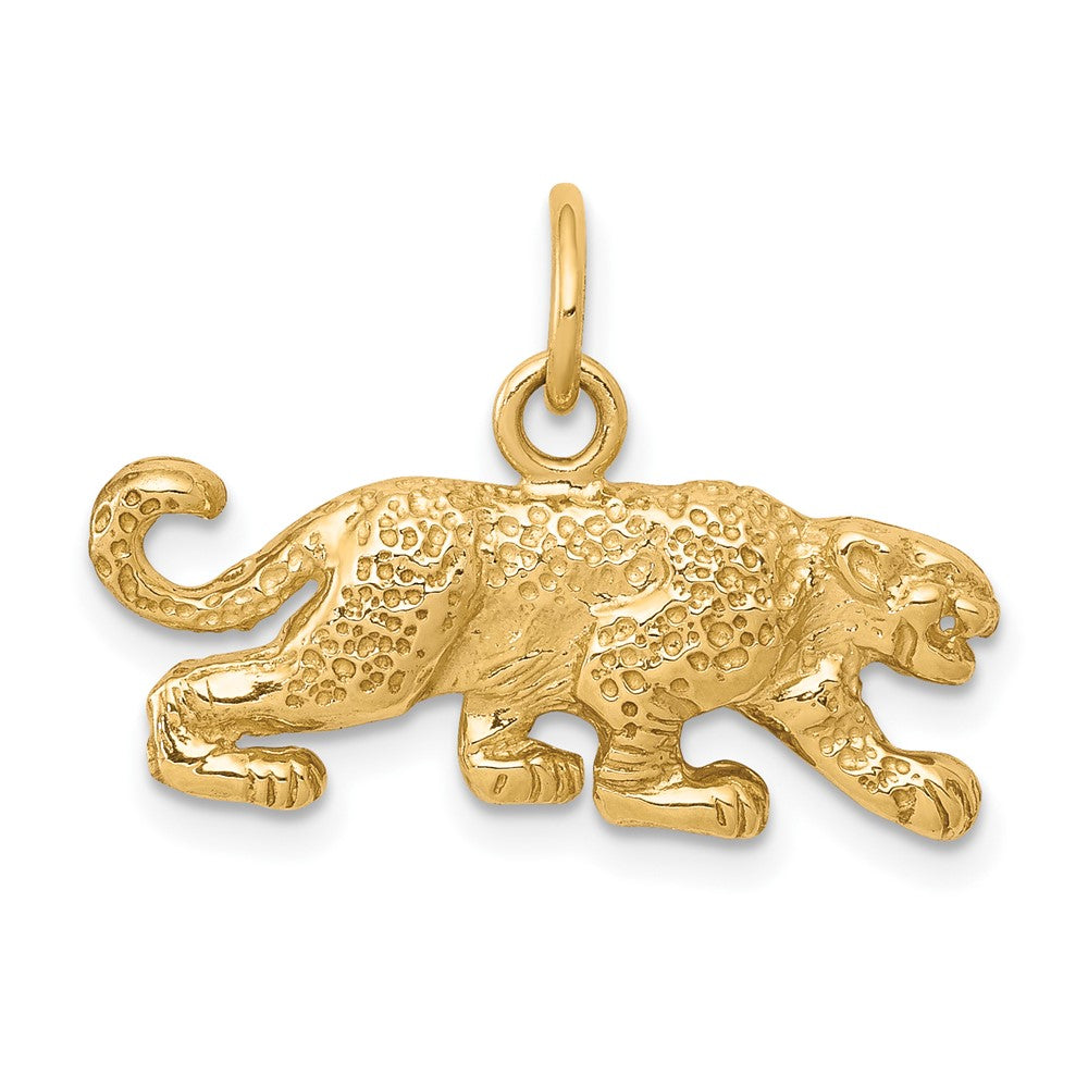 10k Yellow Gold 21 mm Solid Satin Small Leopard Charm (1.95 grams)