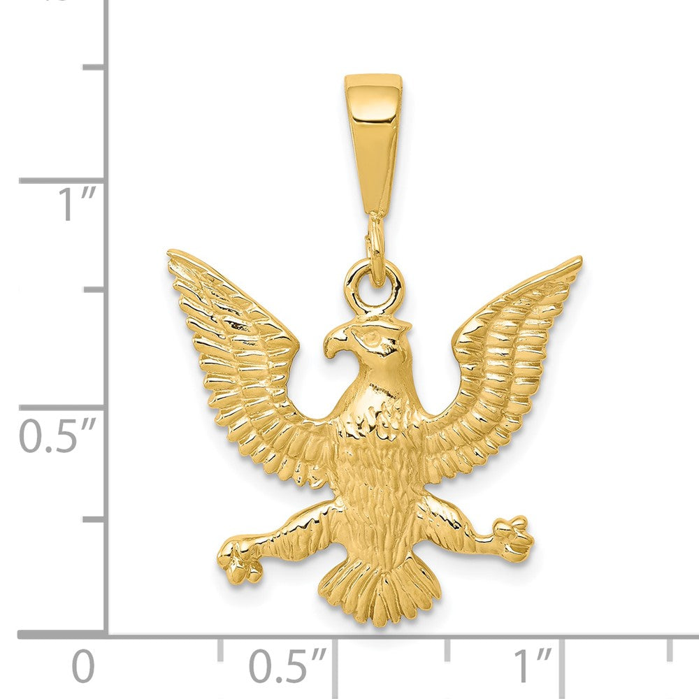 10k Yellow Gold 21 mm Solid Polished Spread Eagle Charm (2.07 grams)