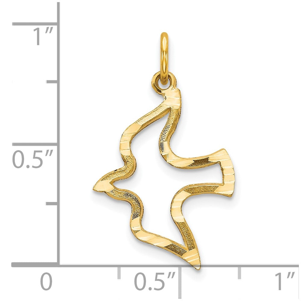 10k Yellow Gold 16 mm Dove Charm (0.59 grams)