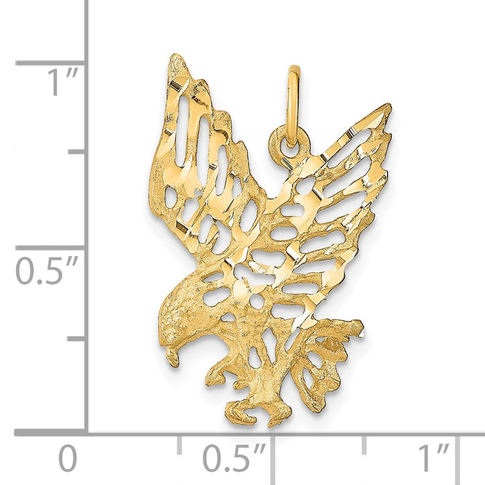 10k Yellow Gold 16 mm Solid Diamond-cut Eagle Charm (1.71 grams)